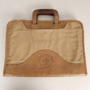 Ghurka Attache Bag No 24 Beige Soft Case Twill Leather Briefcase Bag USA 10x15"
